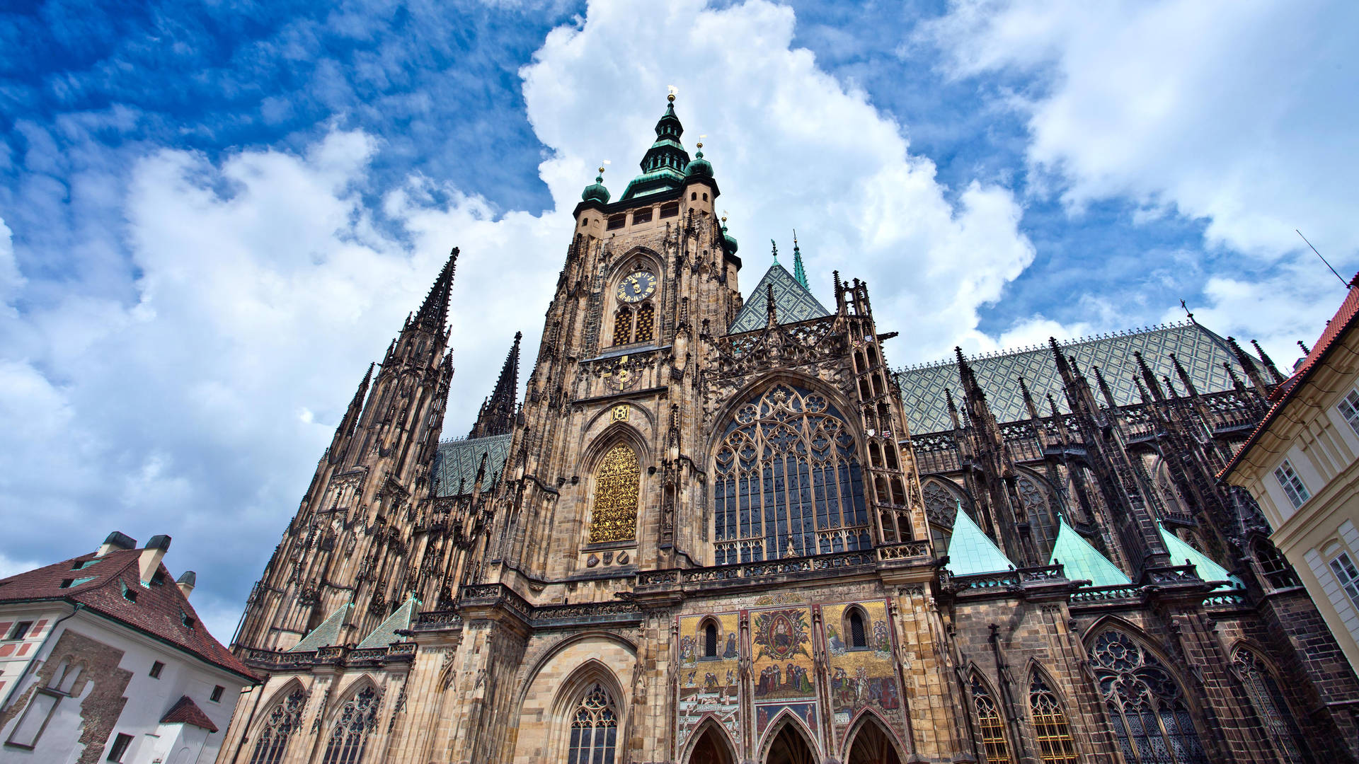 Prague Vitus Cathedral Close-up Background