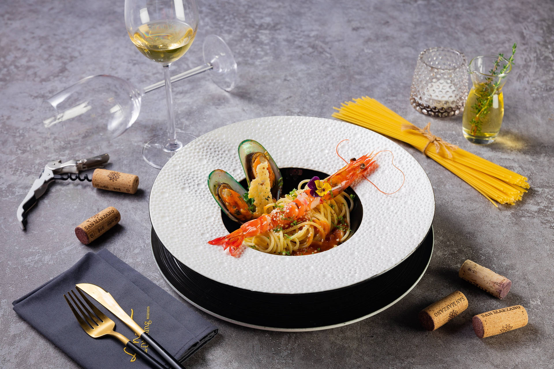 Prawns And Mussels Pasta Background