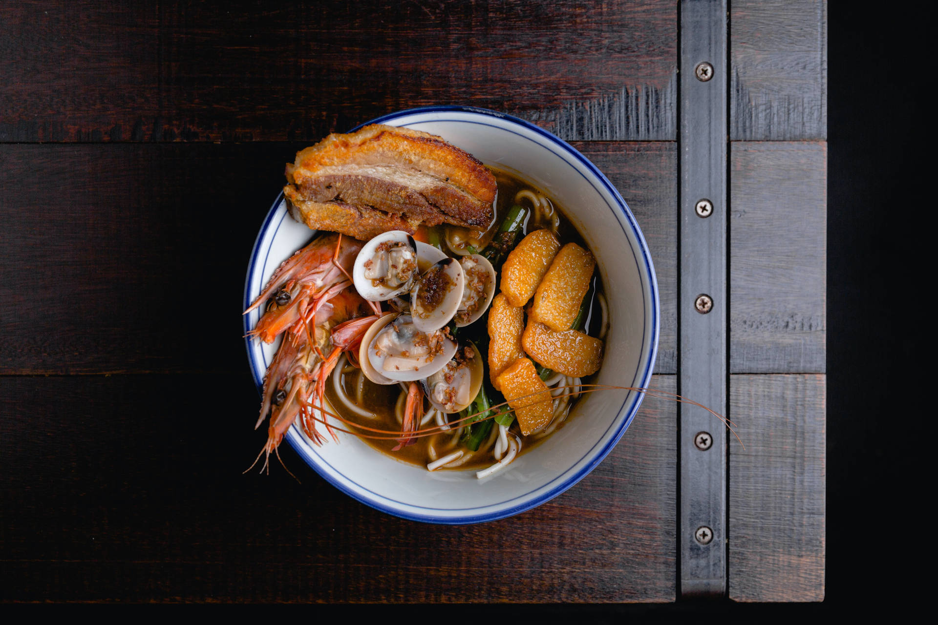 Prawns And Scallops Curry Noodle Soup