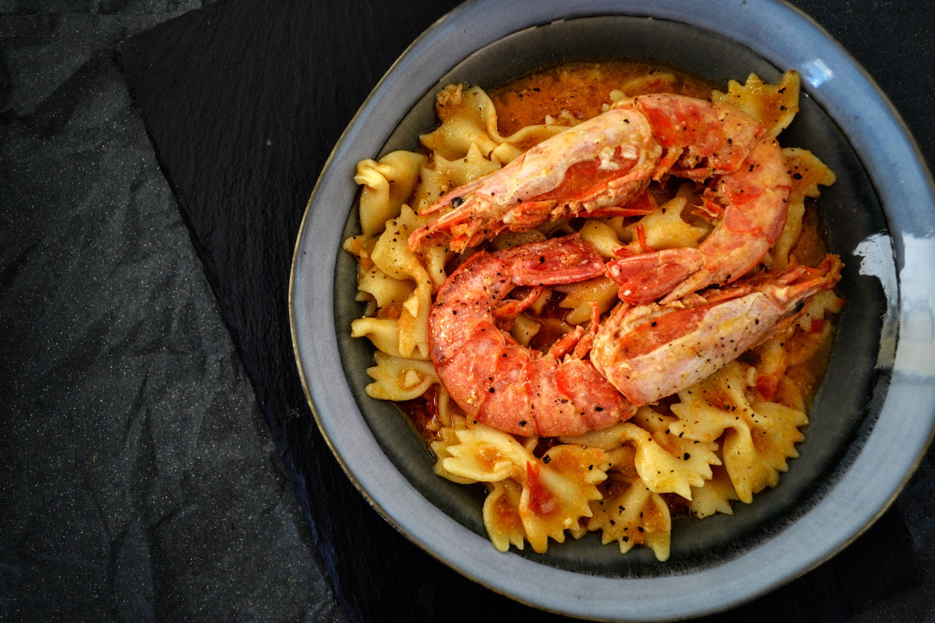 Prawns And Tomato Bow-tie Pasta Background