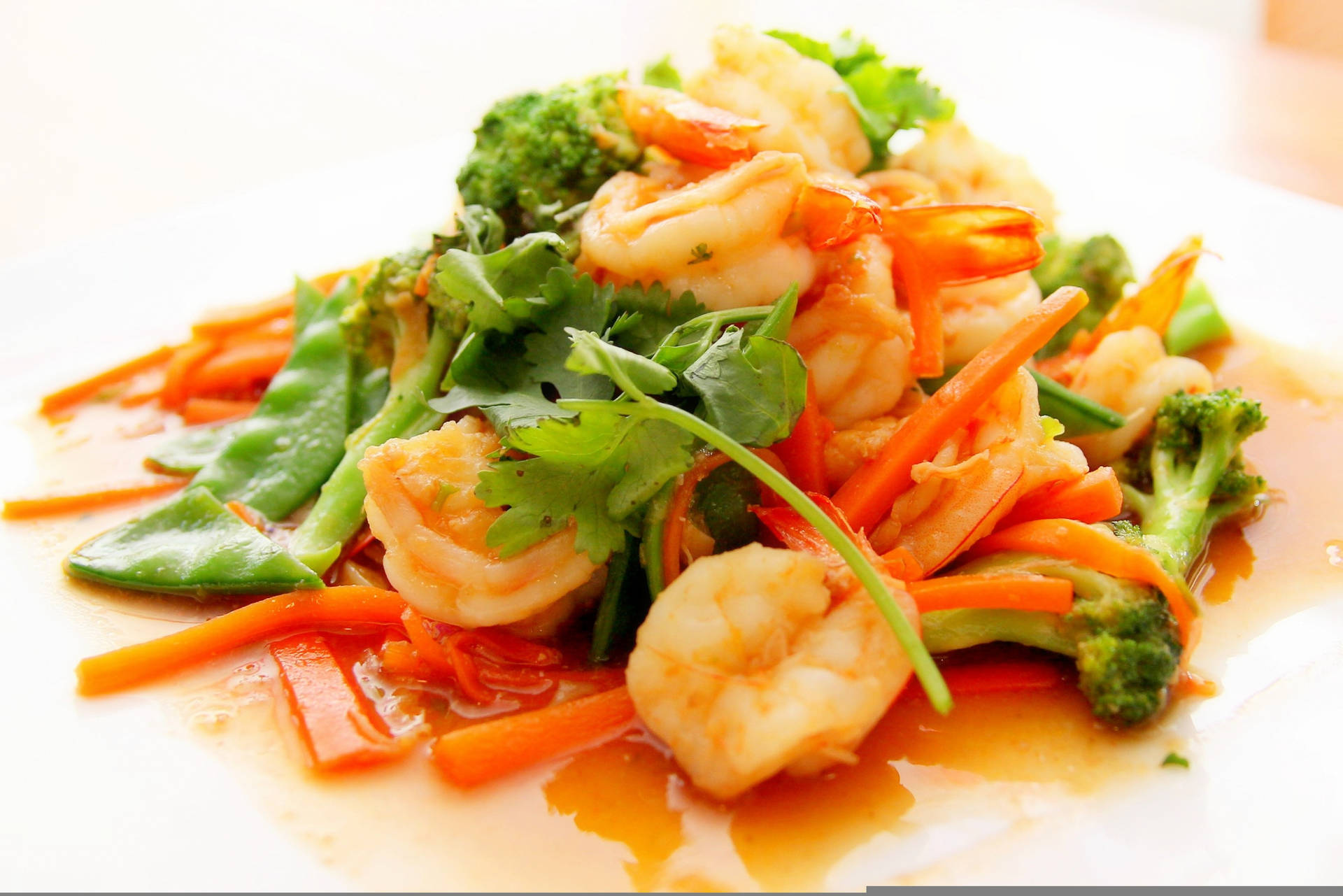 Prawns And Vegetables Stir Fry Background