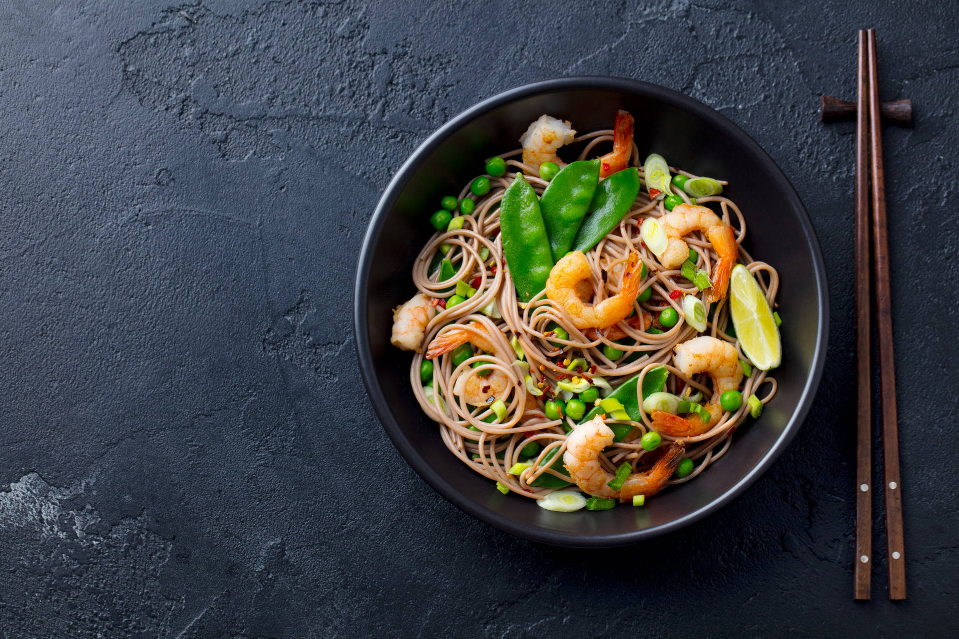 Prawns Asian Stir Fry Noodles Background