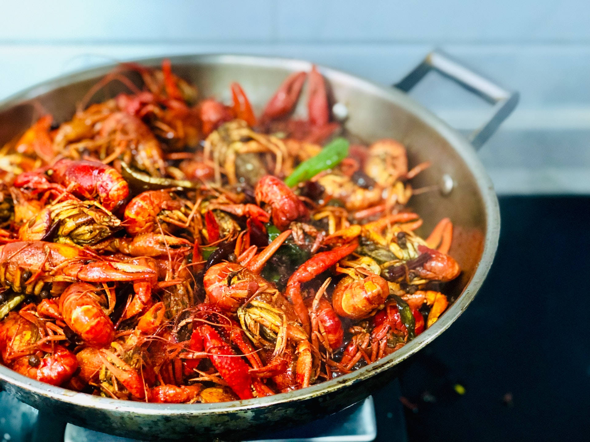 Prawns Spicy Stir Fry Cajun Seafood Background