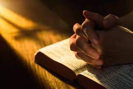 Prayer Bible Open Clasped Hands Background