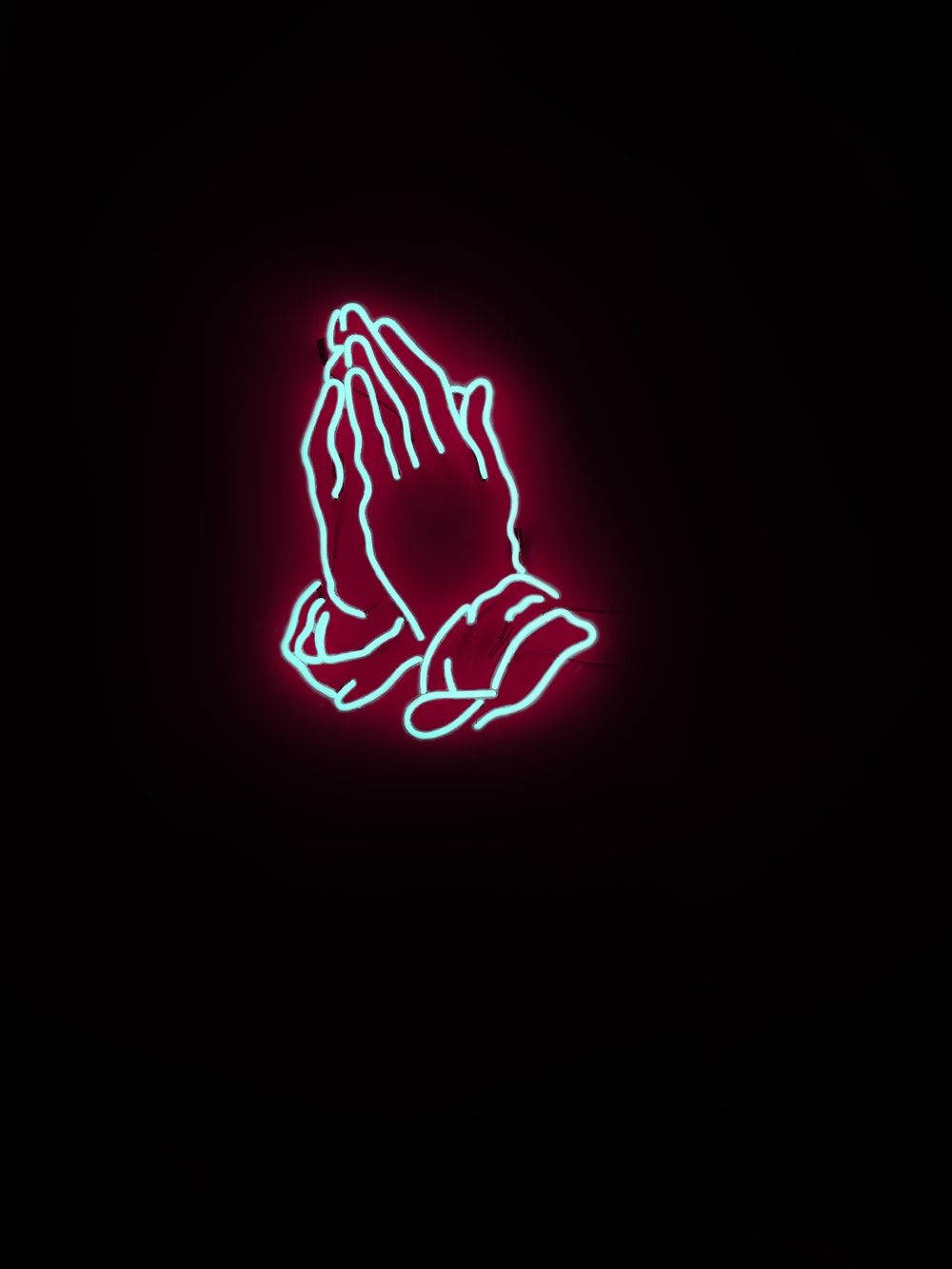 Prayer Hands Neon Lights