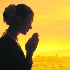 Prayer Hands Woman Yellow Aesthetic Background