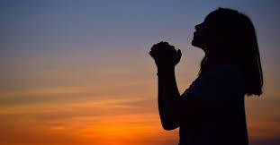 Prayer Long Hair Woman Sunset Background