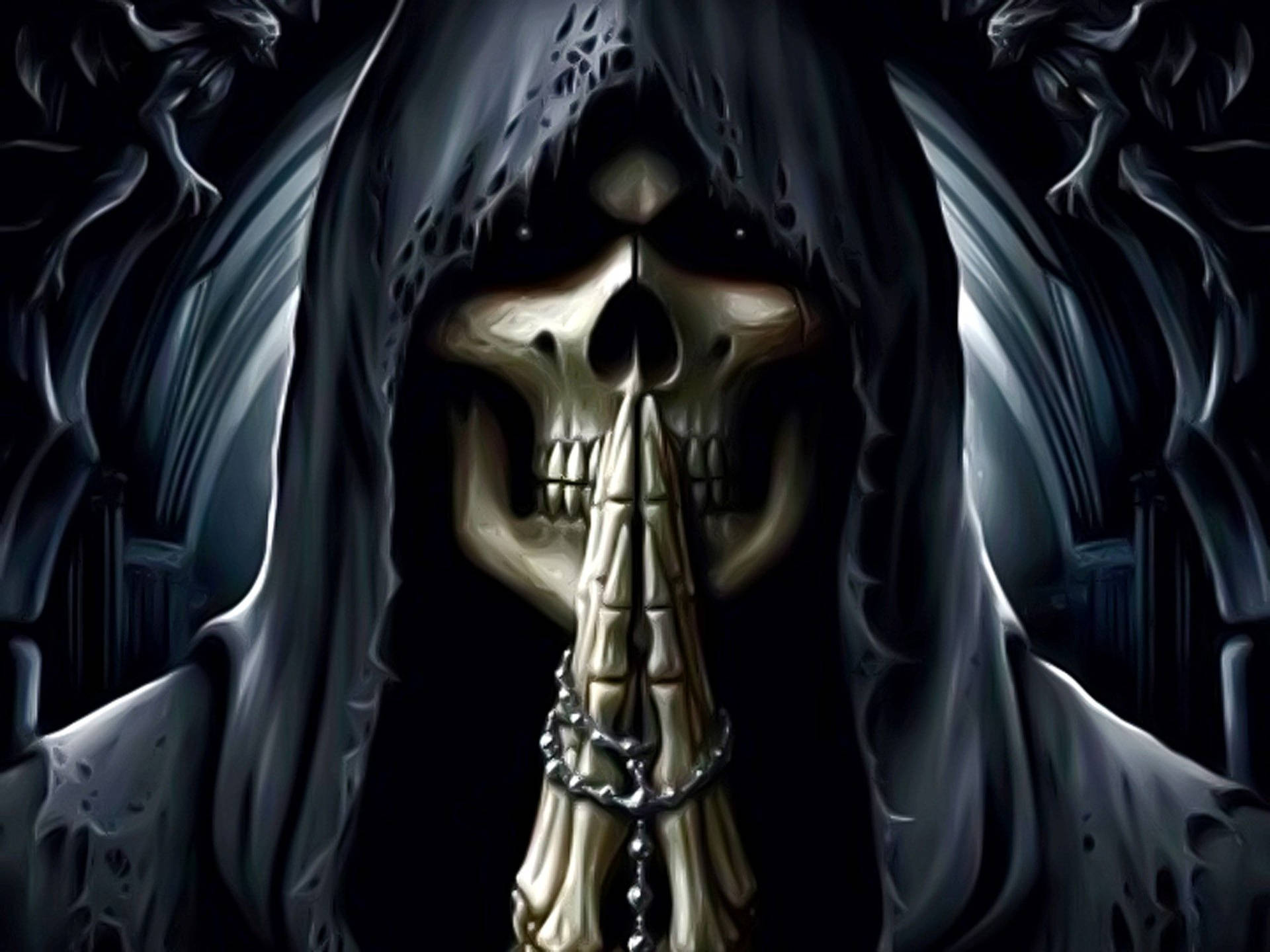 Praying Hands Skeleton Desktop