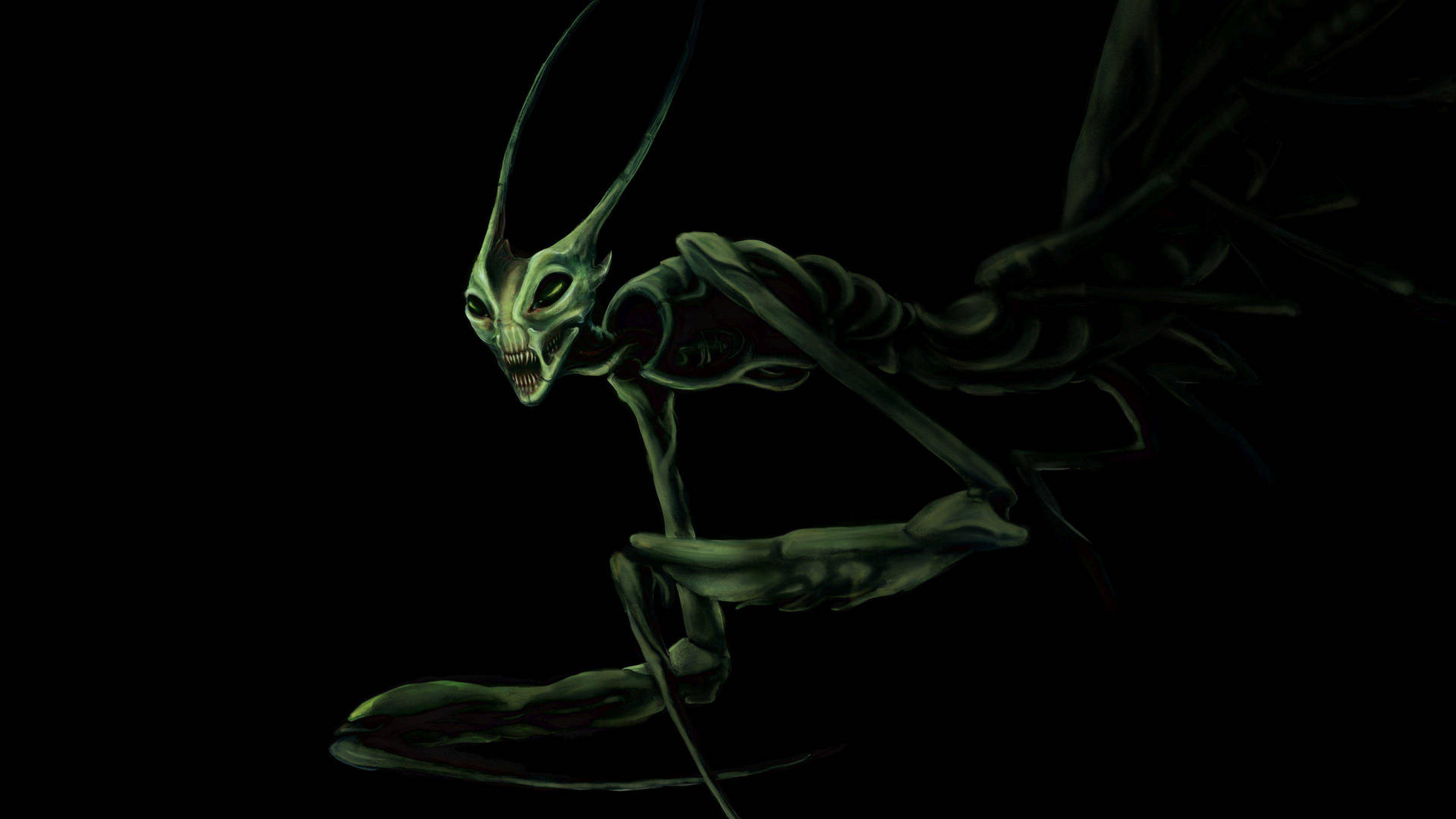 Praying Mantis Creepy Art Background