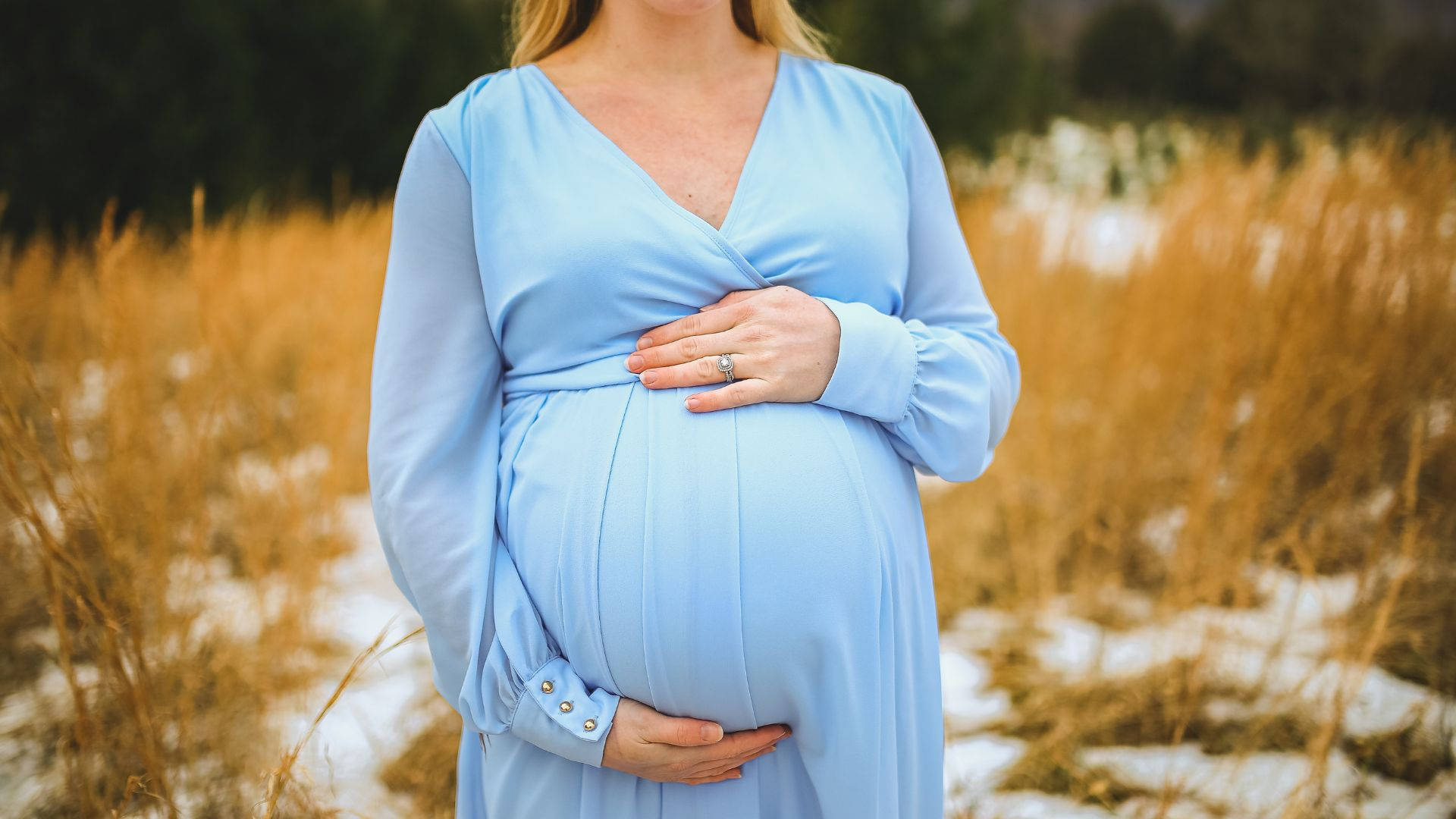 Pregnancy Light Blue Dress Background