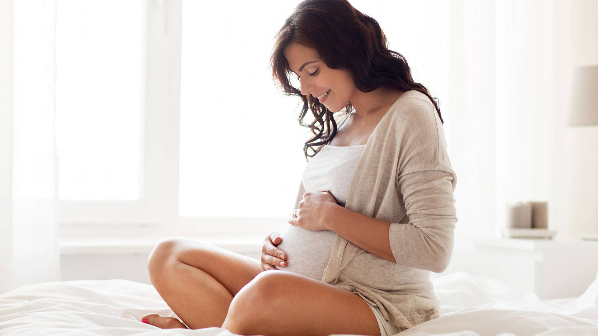 Pregnancy Smiling Woman Background