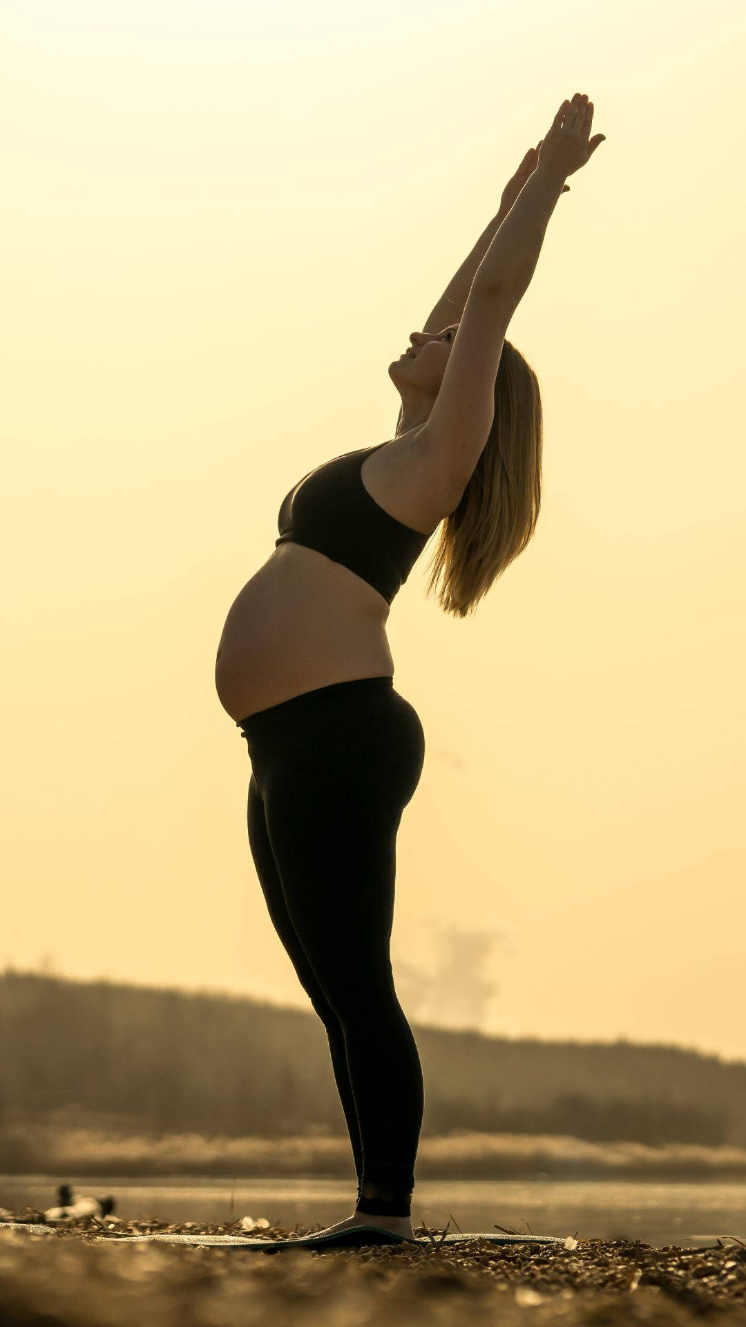 Pregnancy Woman Raising Arms Background