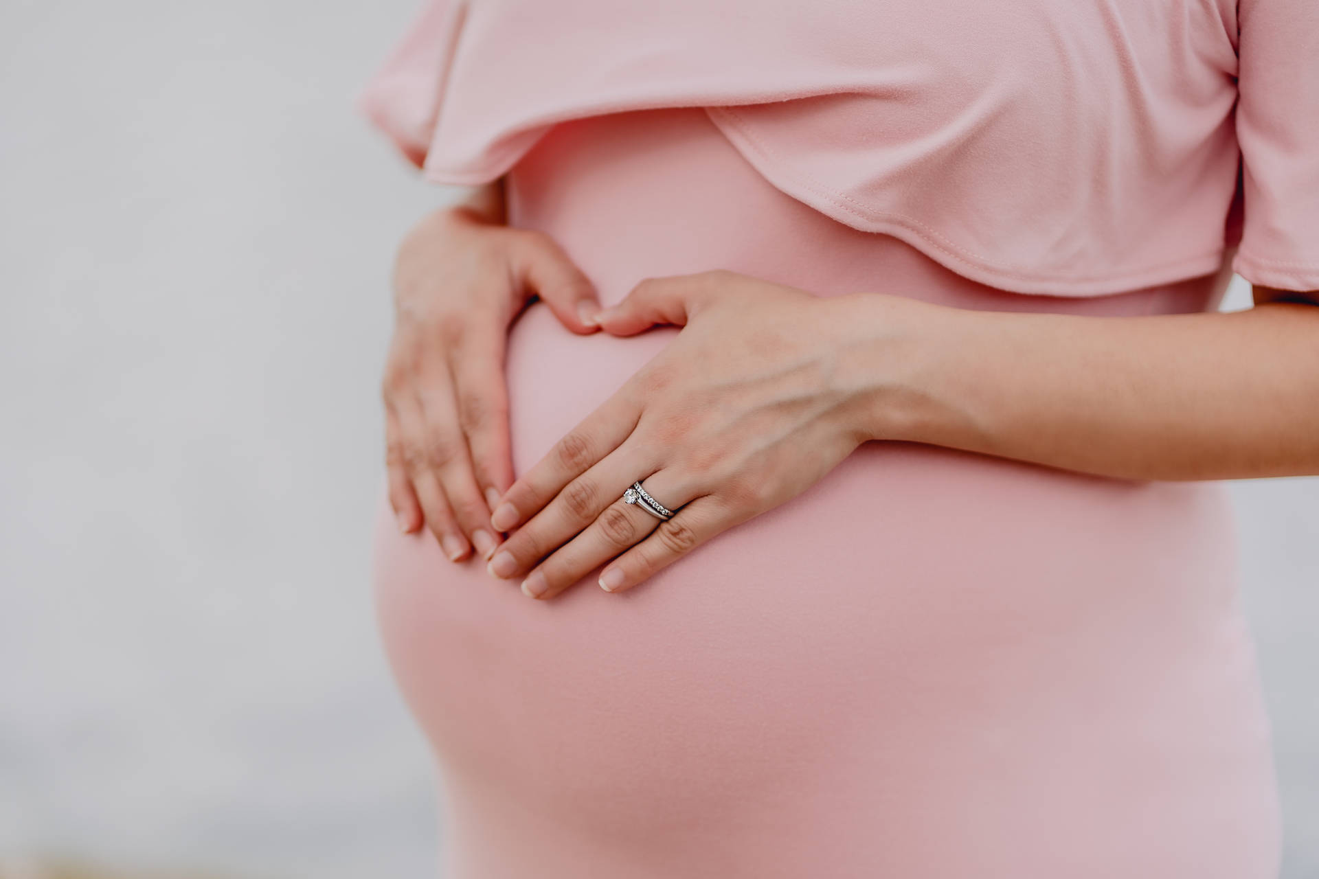 Pregnant Belly Pink Dress Heart