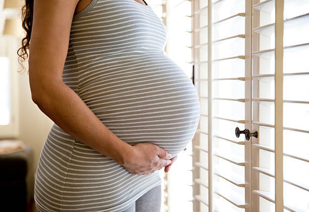 Pregnant Belly Striped Black White Dress Background