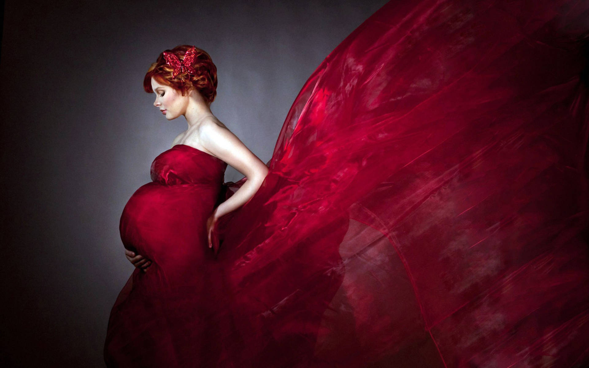 Pregnant Red Aesthetic Photoshoot Background