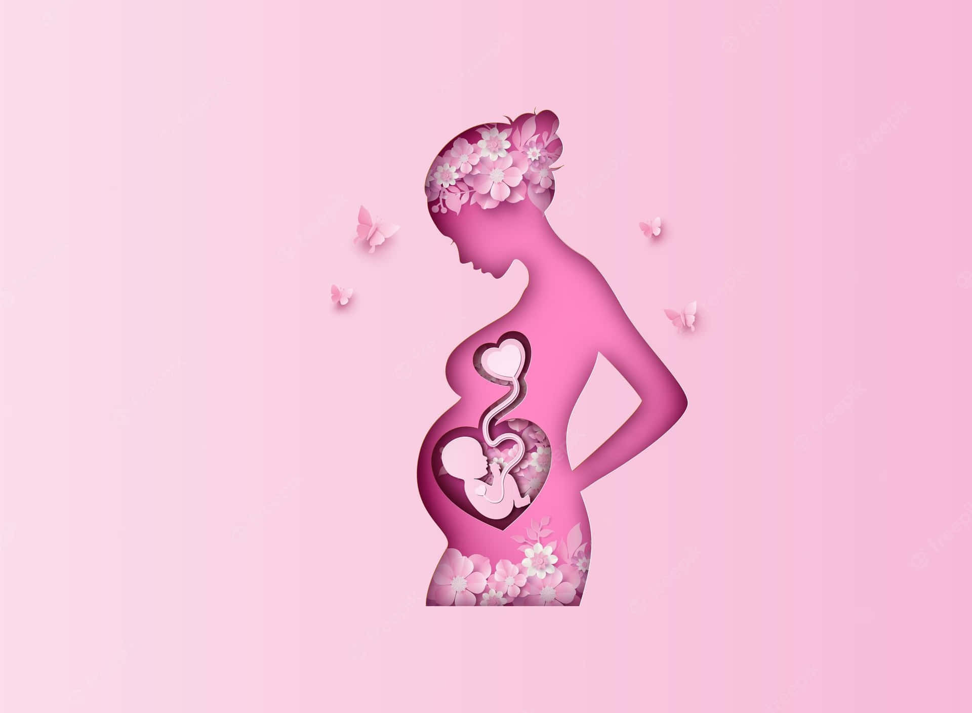 Pregnant Woman Baby And Heart Background