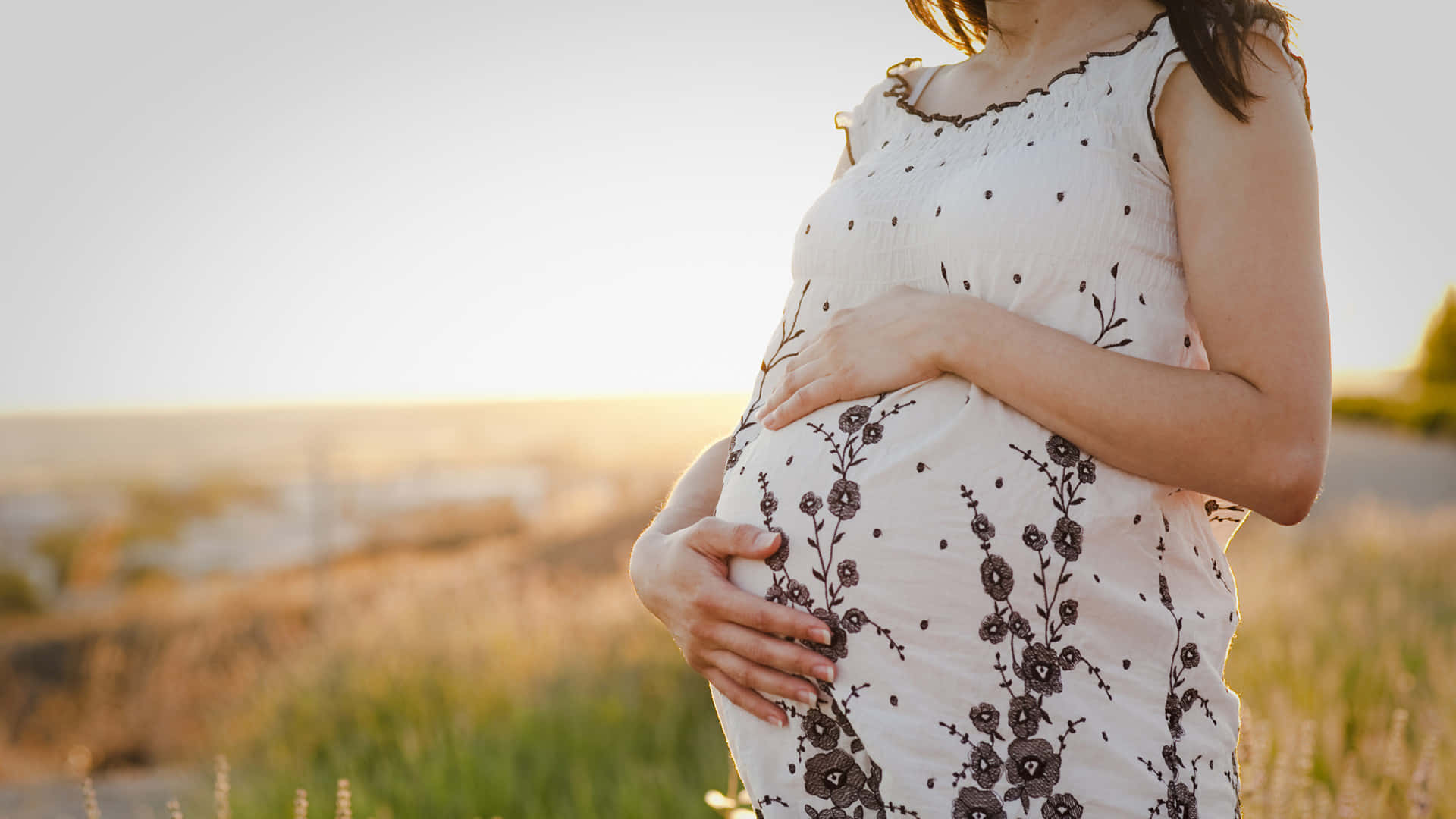 Pregnant Woman Baby Bump Bokeh Shot Background