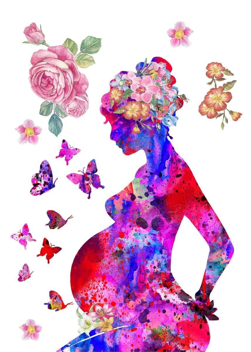 Pregnant Woman Drip Painting Digital Art Background