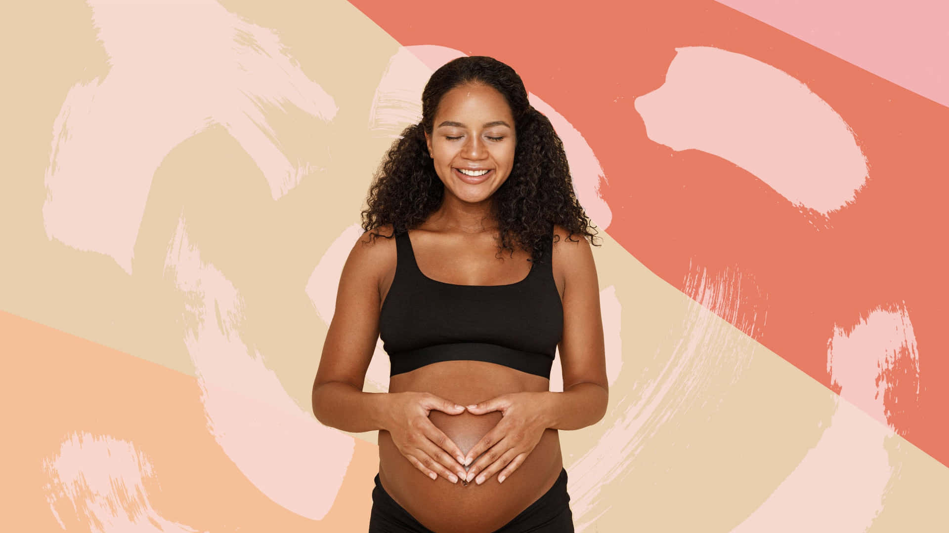 Pregnant Woman In Painted Background Background