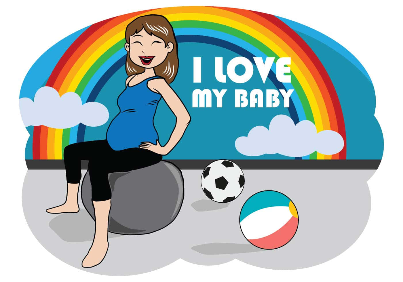 Pregnant Woman Medicine Ball Digital Art Background