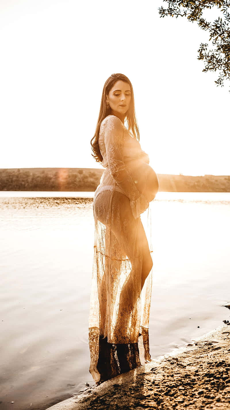 Pregnant Woman Sultry Maternity Shot Background