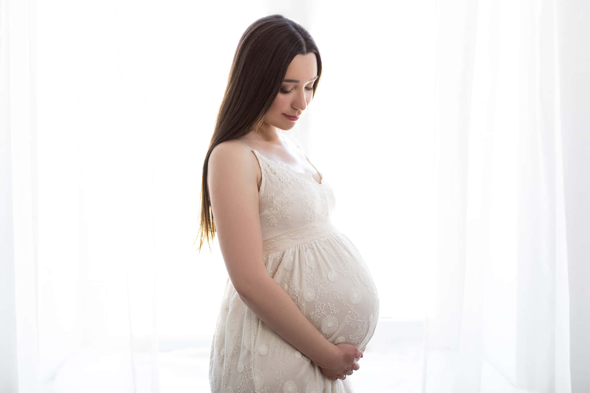 Pregnant Woman White Theme Maternity Shot