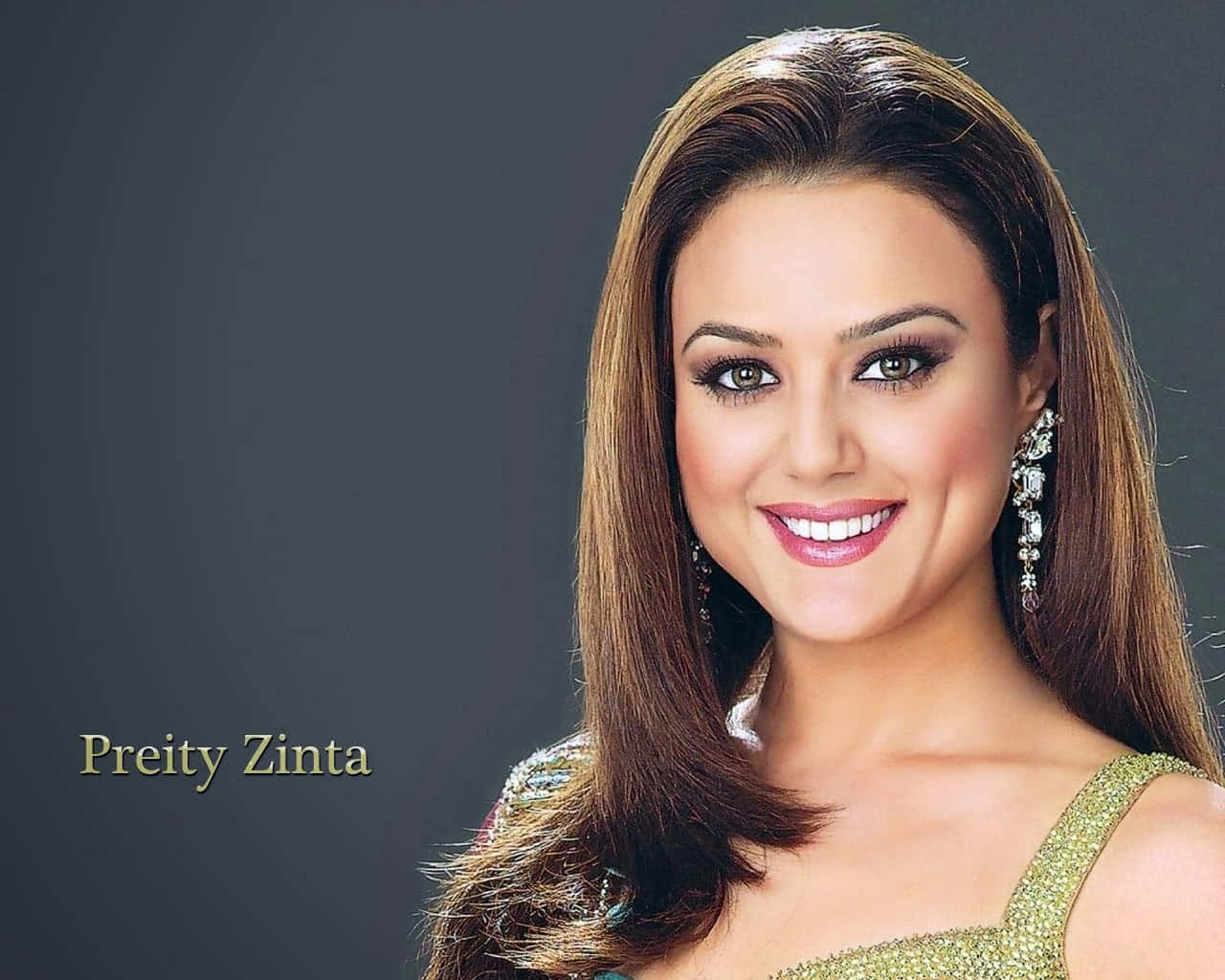 Preity Zinta Gray Background Nice Smile