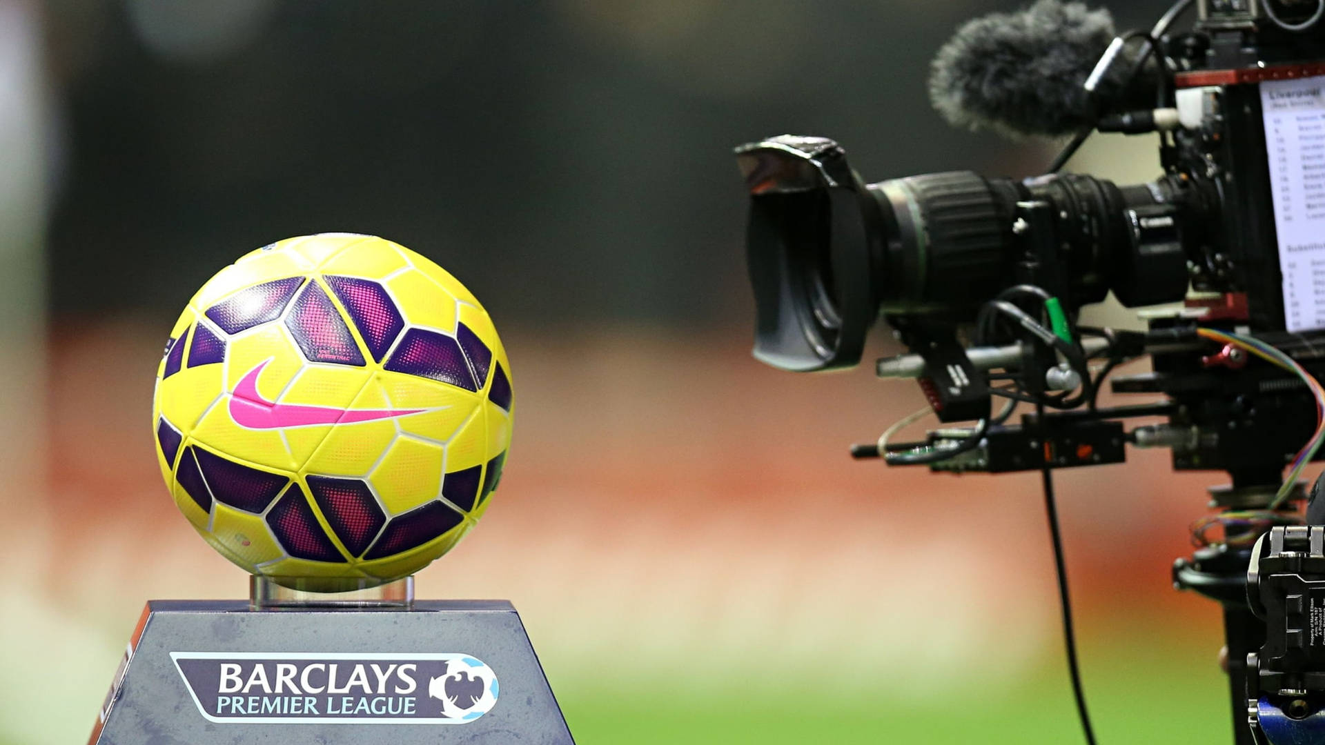 Premier League Soccer Ball With Camera Background