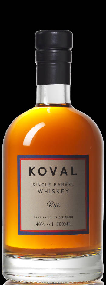 Premium Bottle Of Koval Four Grain Bourbon Background