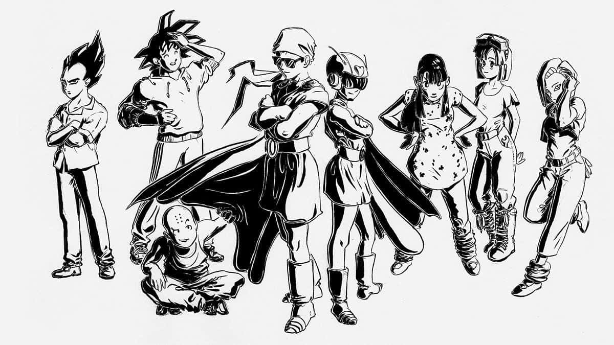 Prepare To Enter The World Of Dragon Ball Black And White Background
