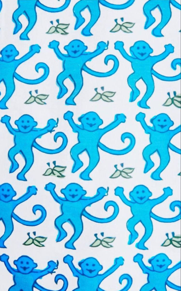 Preppy Blue Monkey Pattern Background