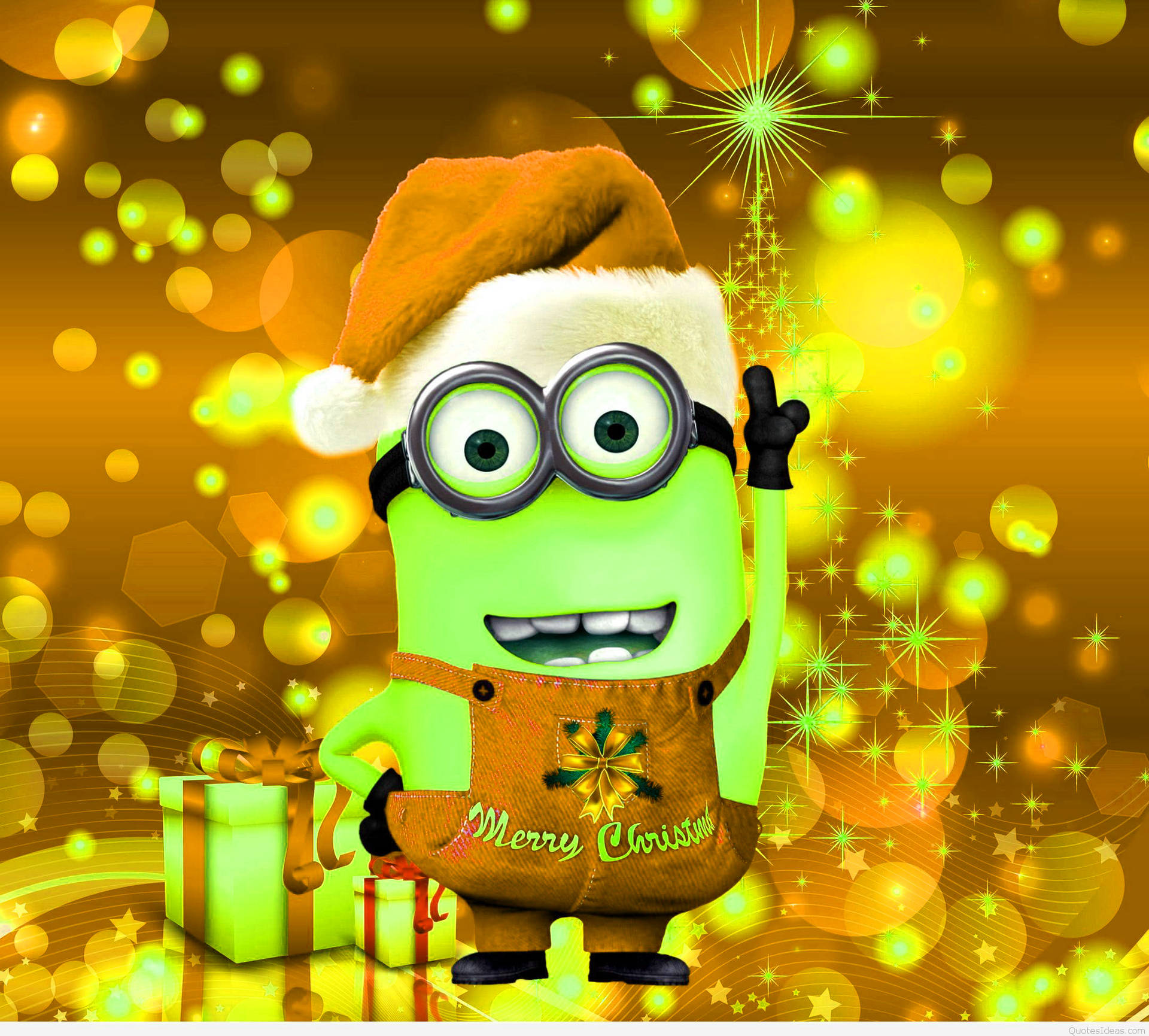 Preppy Green Minion Christmas Background