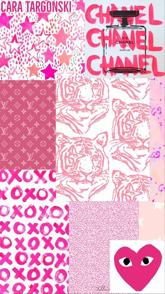 Preppy Pink Luxury Brands Logos Background