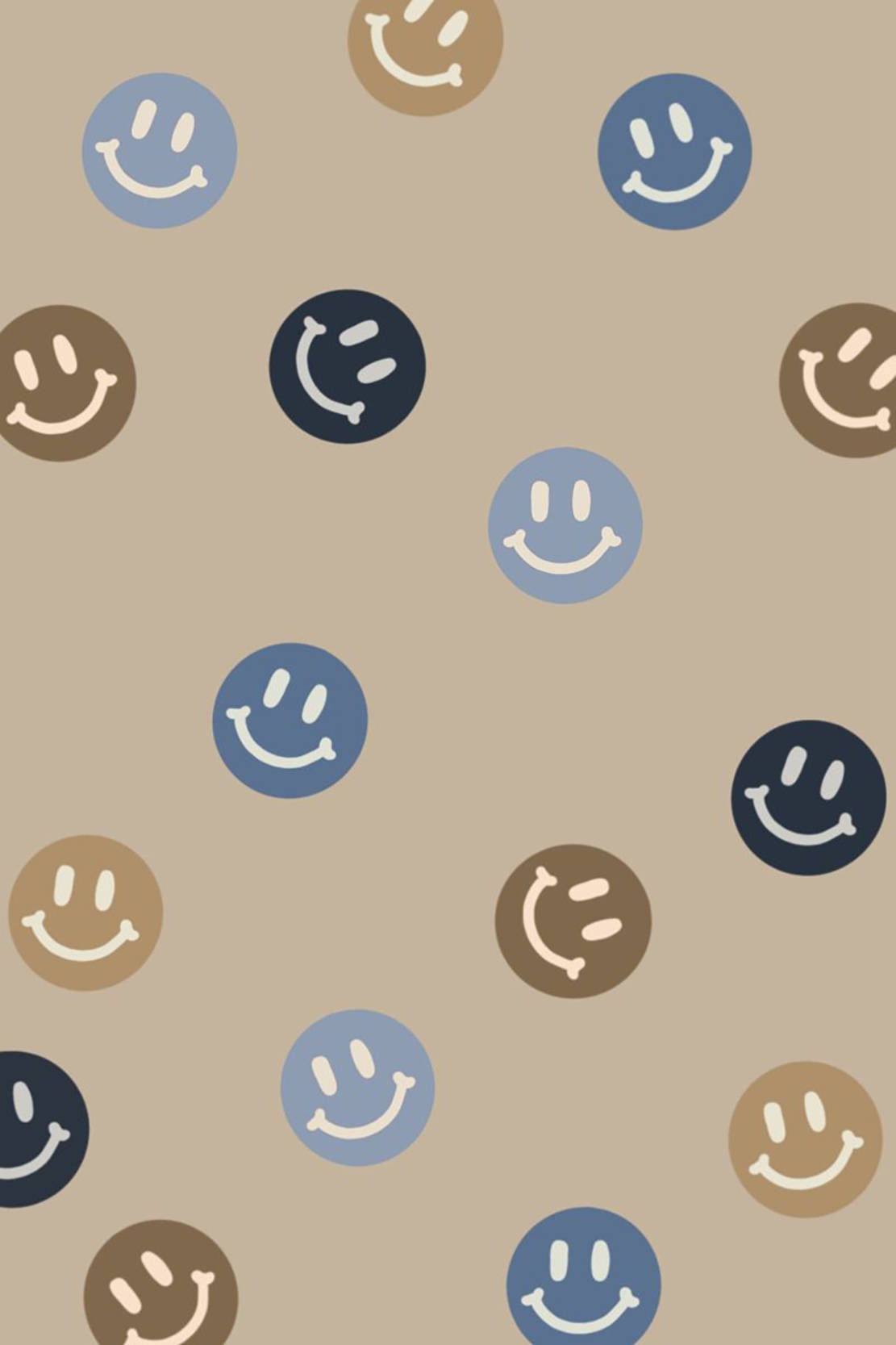 Preppy Smiley Face Brown Pattern Background