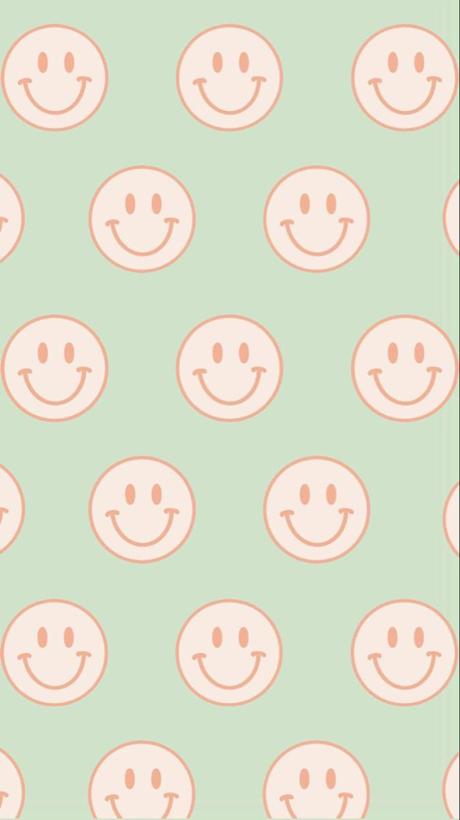Preppy Smiley Face Light Green Pattern Background