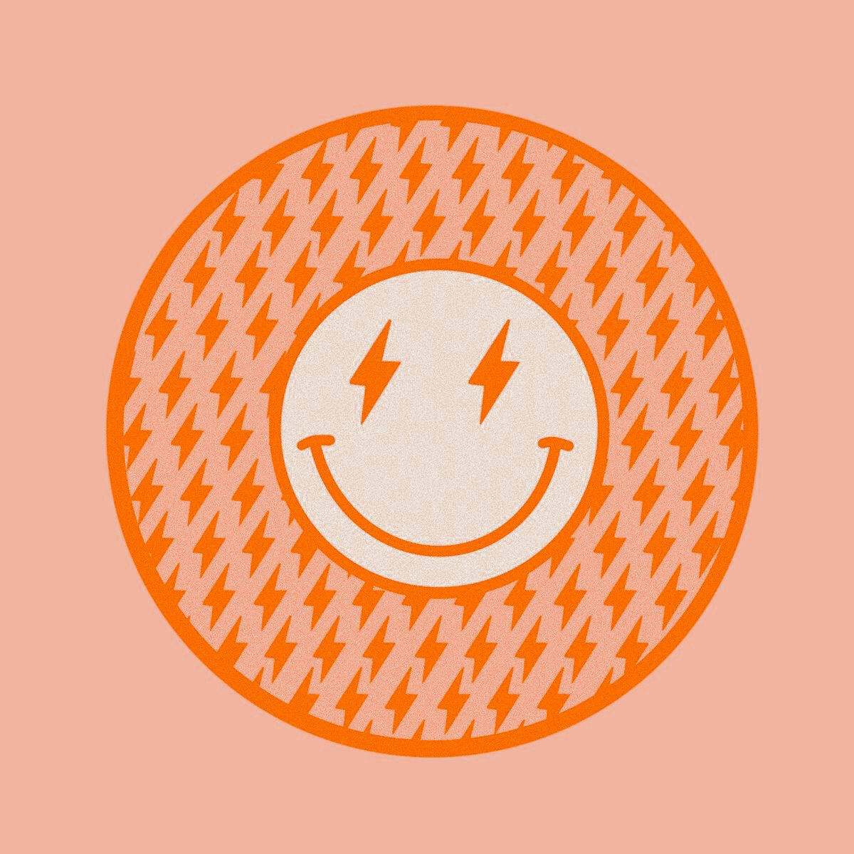 Preppy Smiley Face Orange Lightning Background