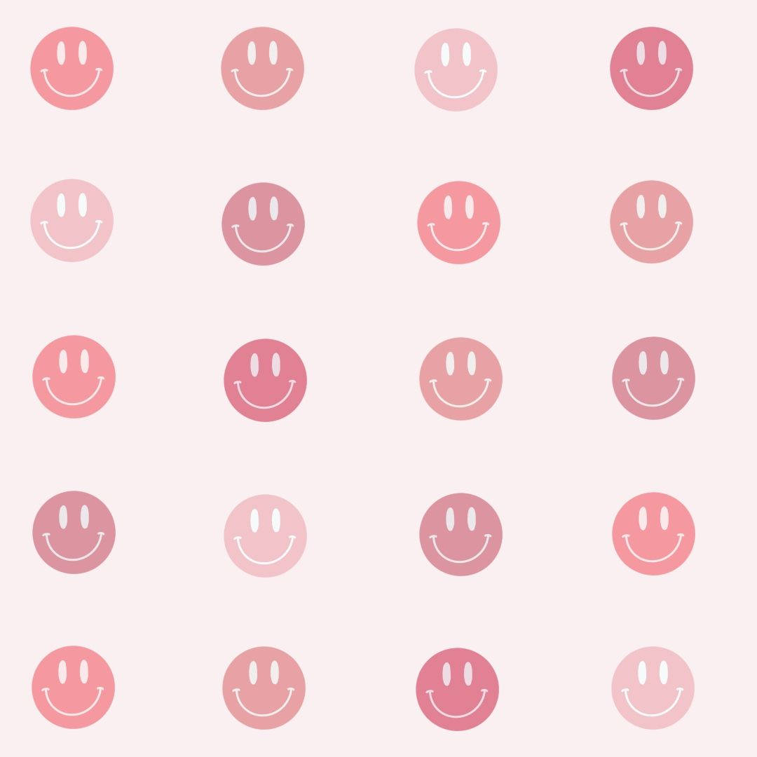 Preppy Smiley Face Pink Pattern Background