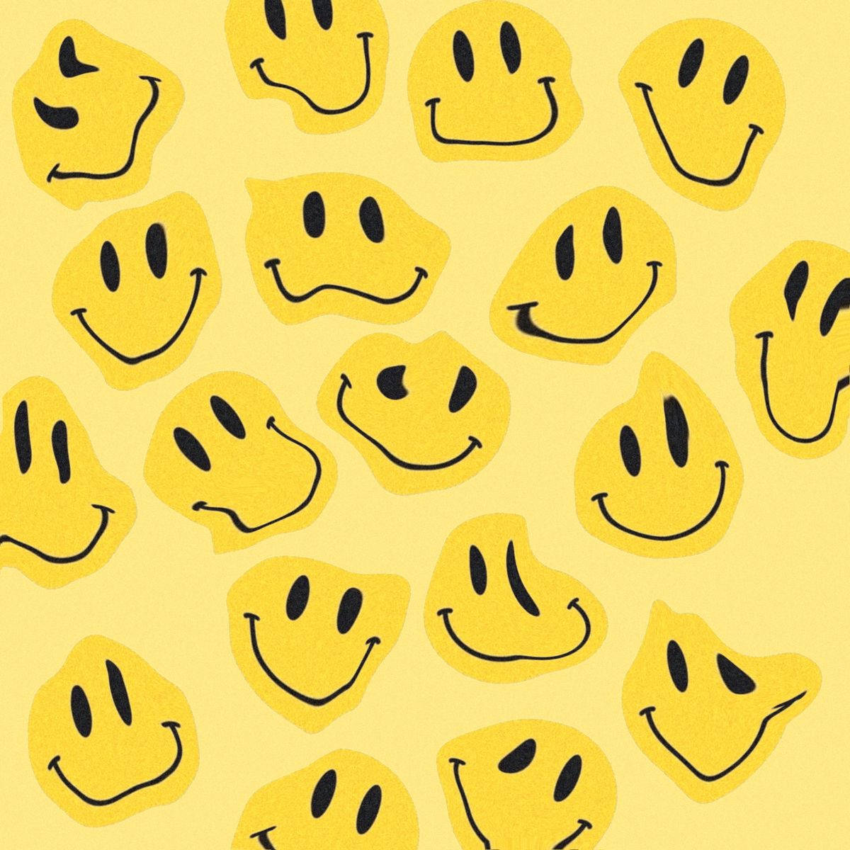 Preppy Smiley Face Warped Yellow Background