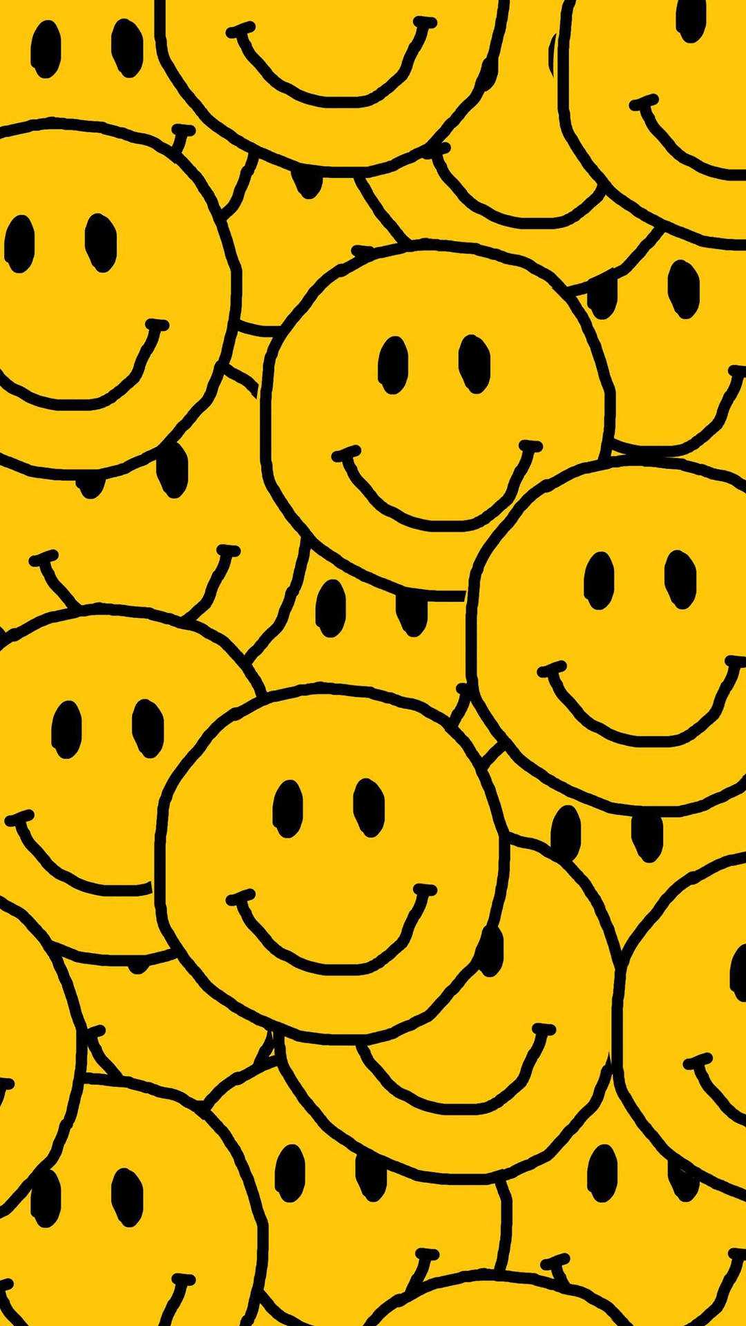 Preppy Smiley Face Yellow Pattern Background