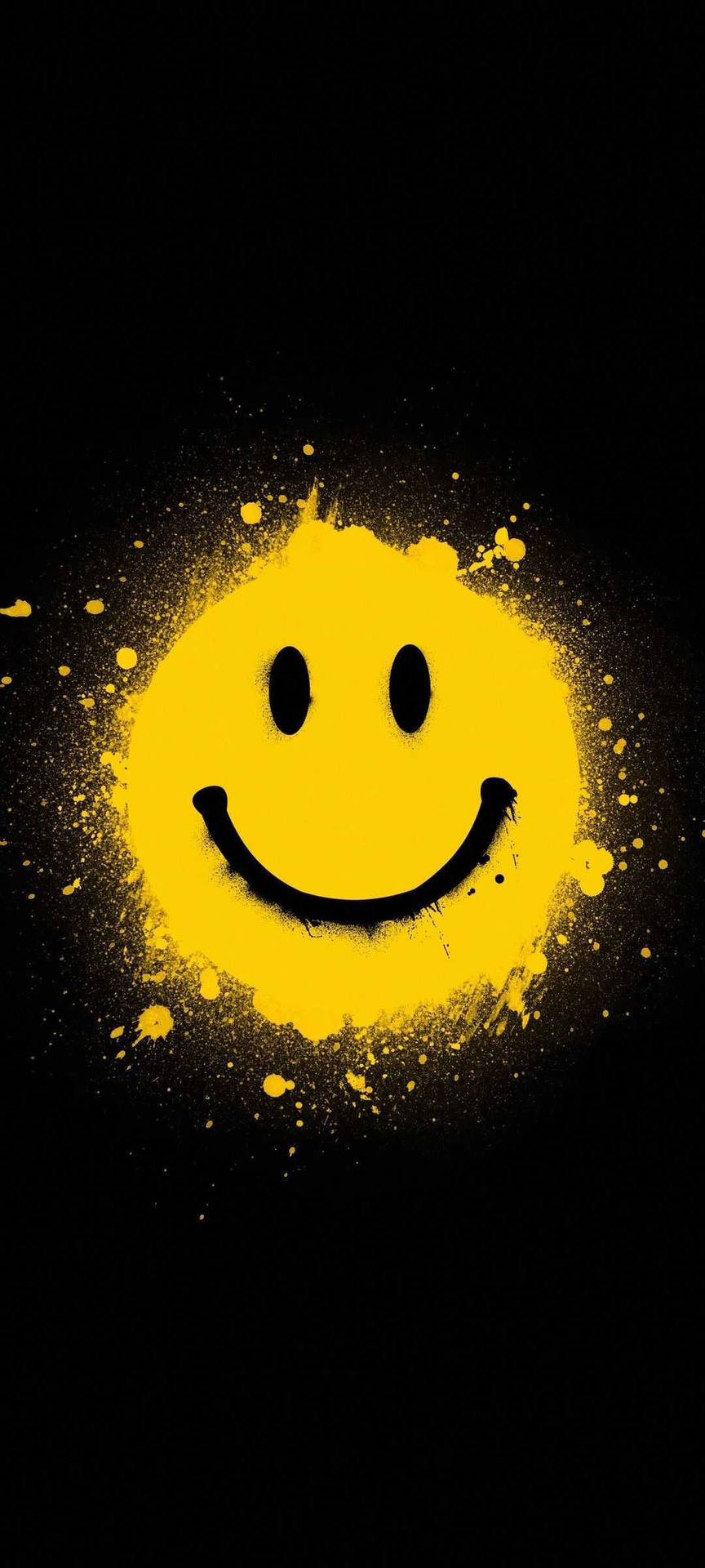 Preppy Smiley Face Yellow Splatter Background