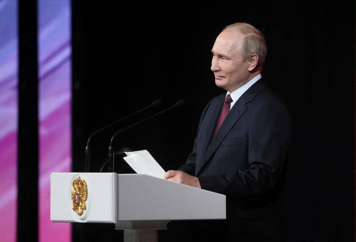 President Vladimir Putin Delivering Speech From The Podium