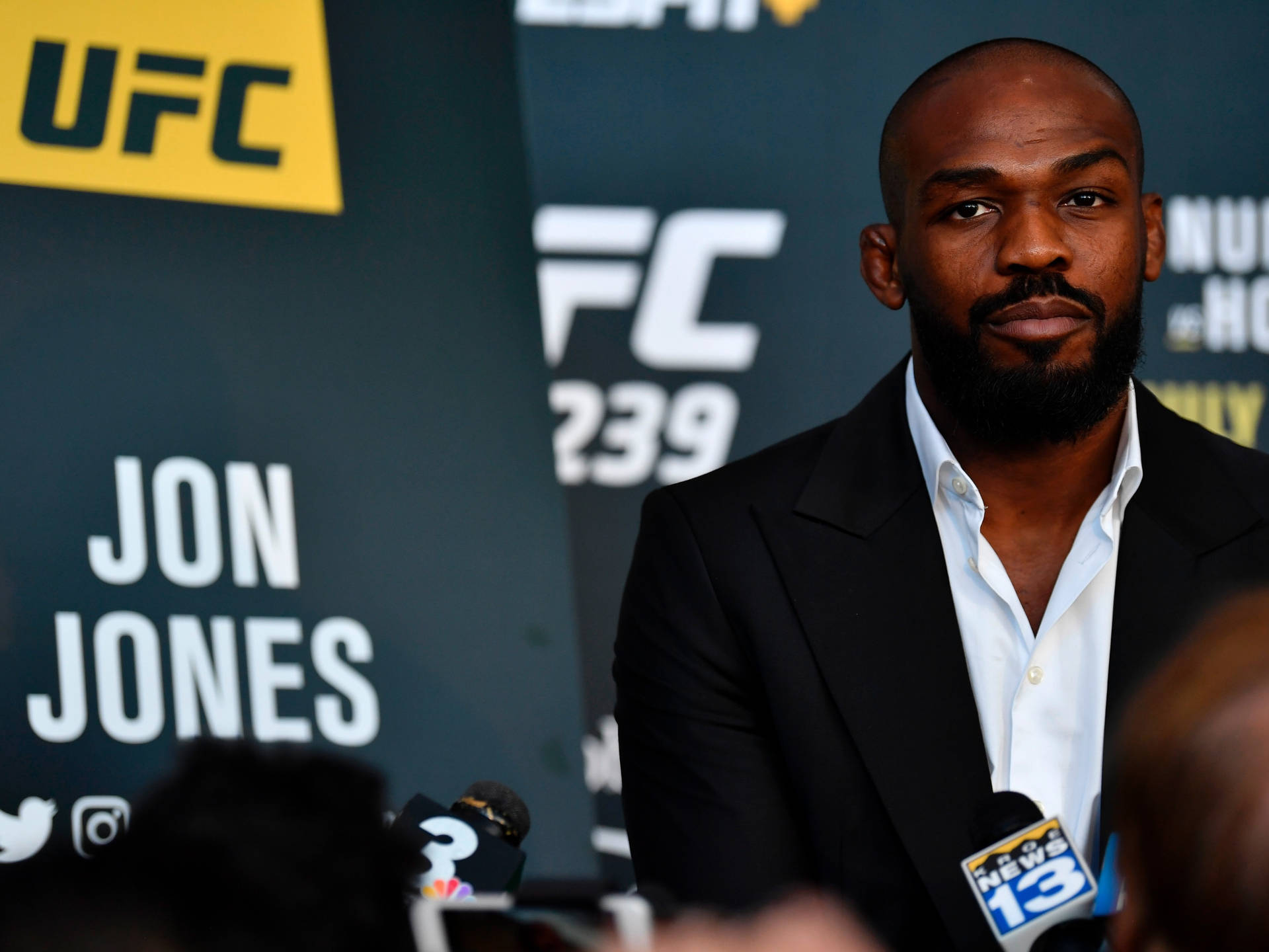 Press Conference Shot Of Jon Jones Background