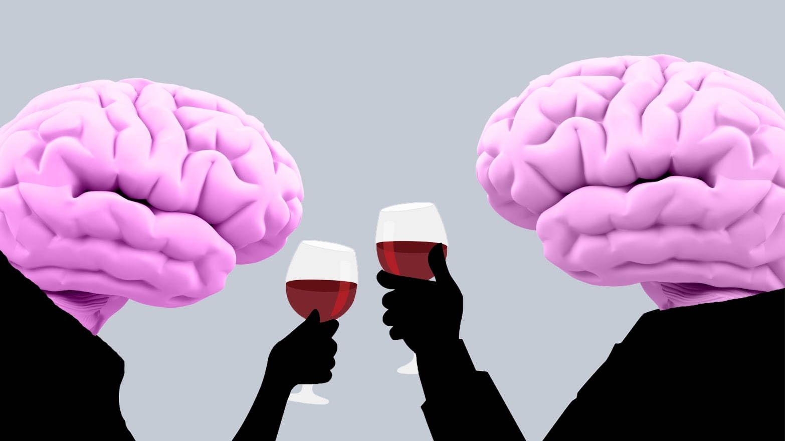 Pretentious Brains Clinking Wine Glasses Background