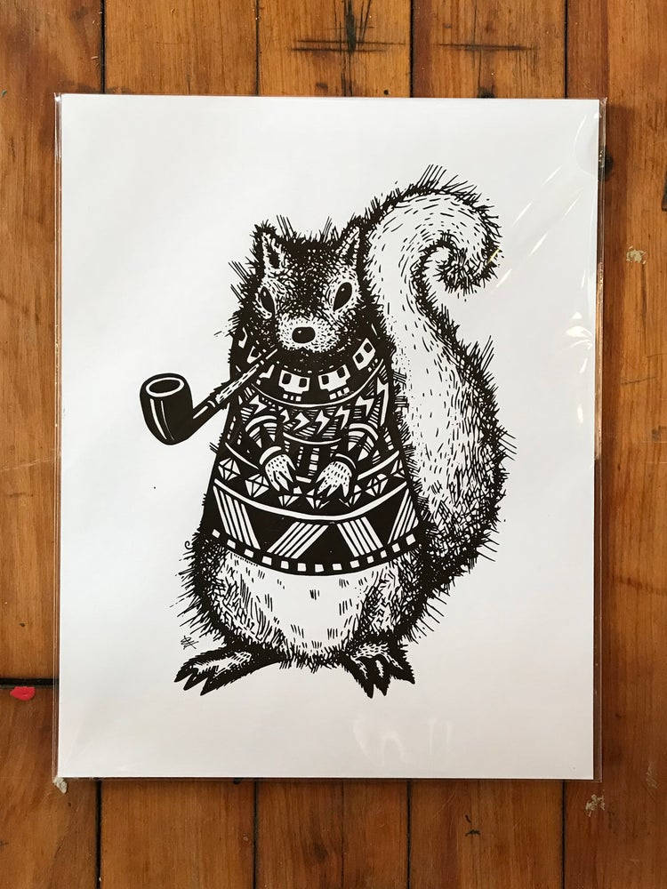 Pretentious Squirrel Black-and-white Illustration Background