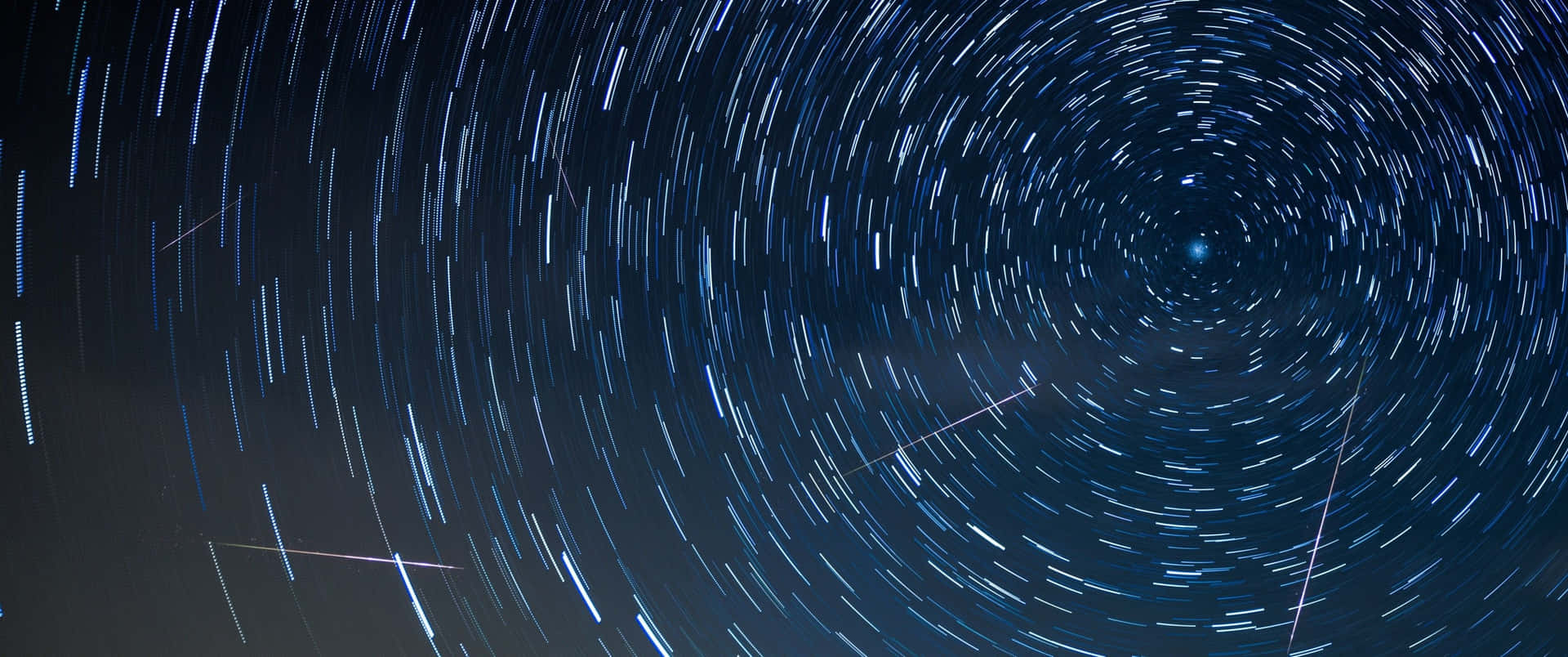 Pretty 3440x1440 Space Star Trail Photography Background