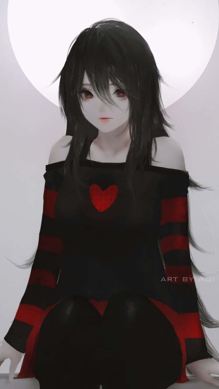 Pretty Anime Girl With Black Hair Background