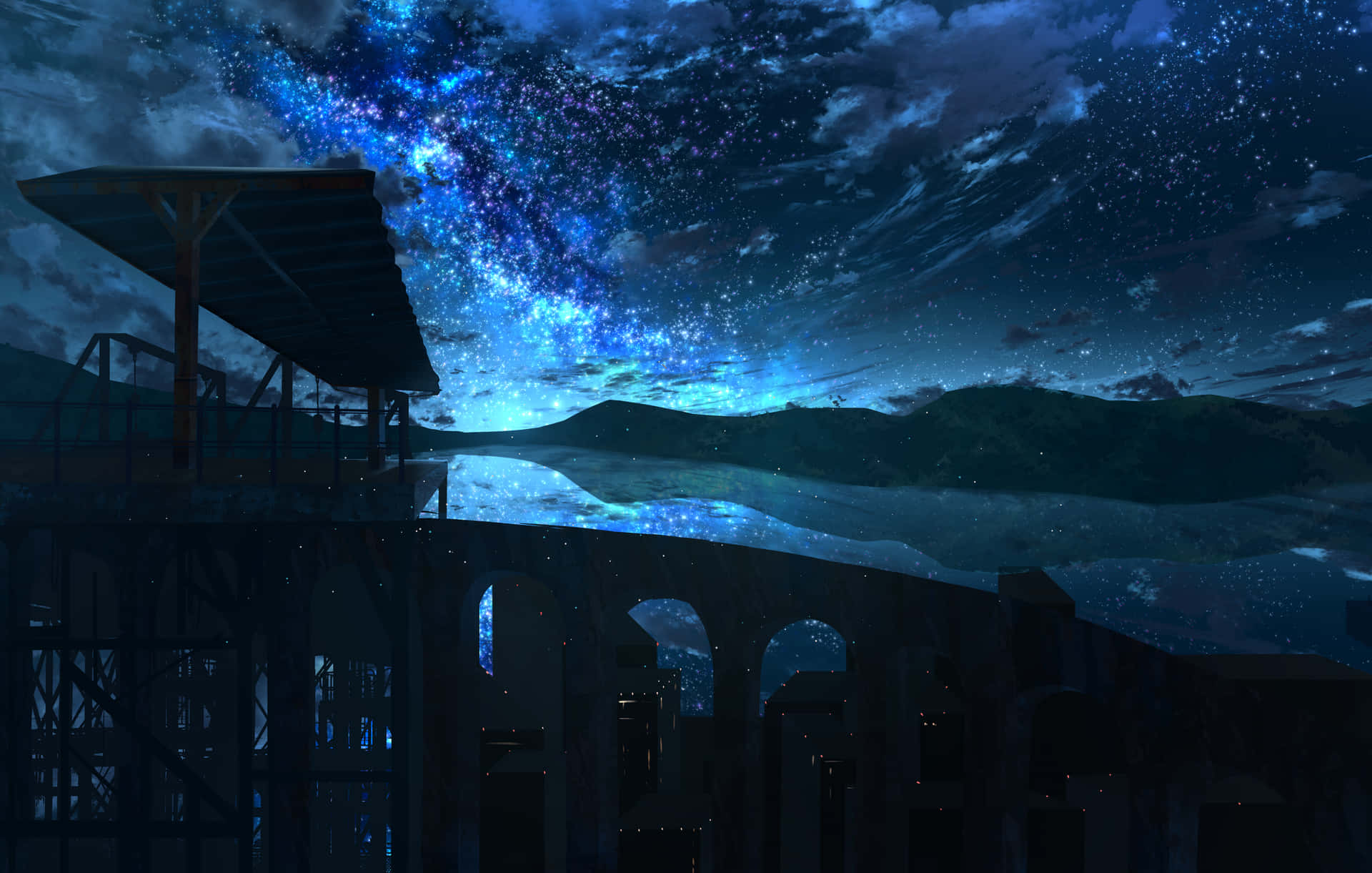 Pretty Anime Night Background