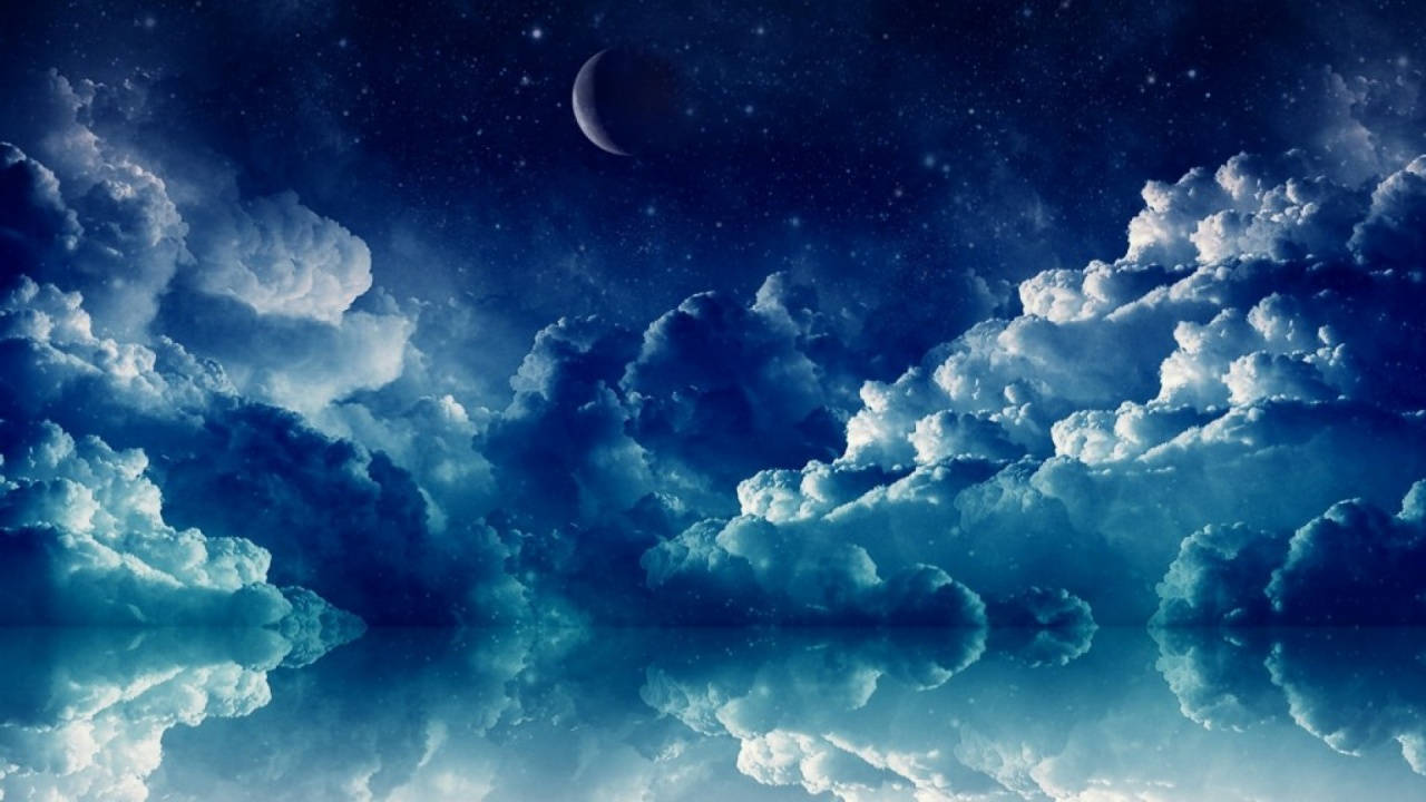 Pretty Background Night Clouds Moon