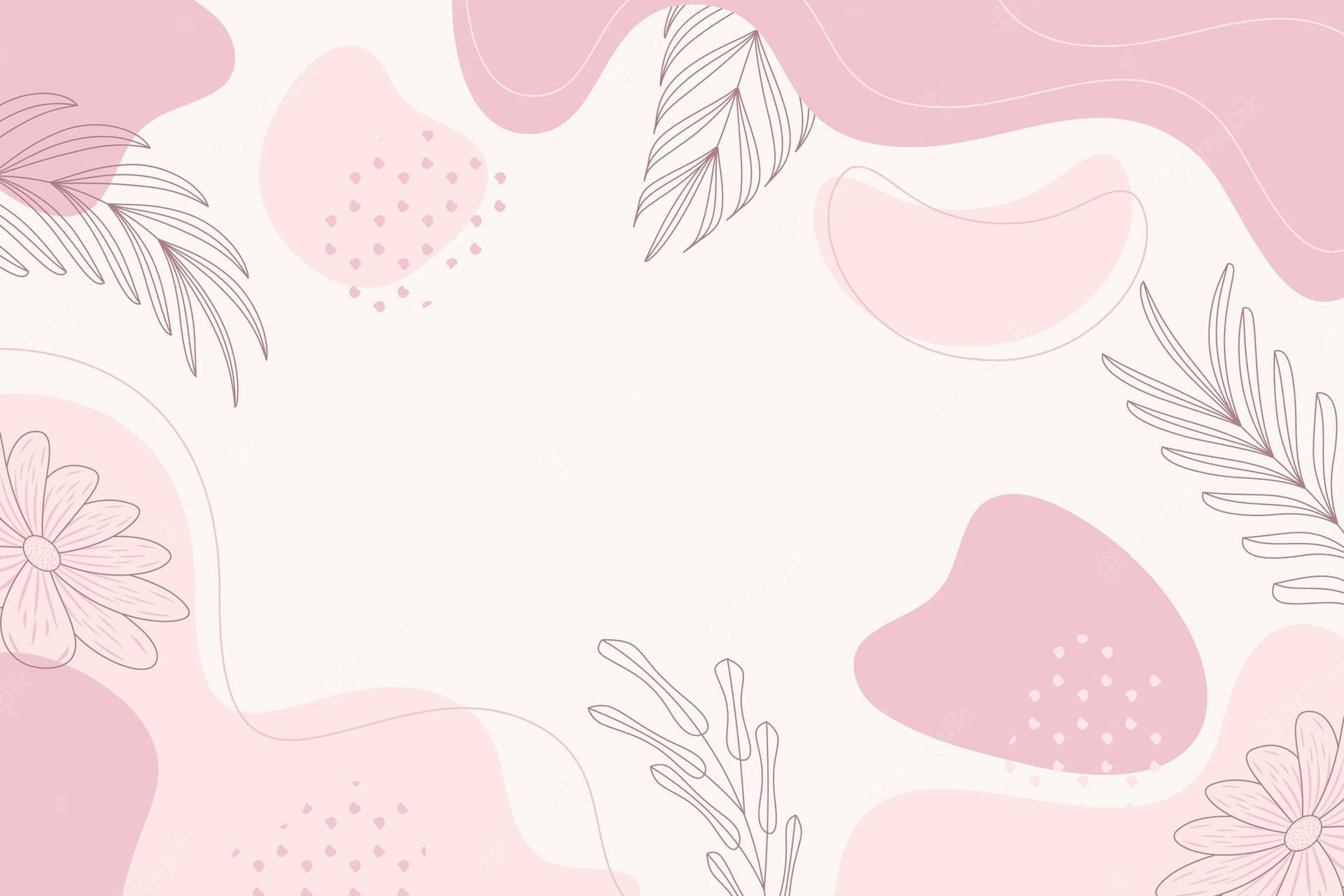 Pretty Background Pink Flowers Leaves Background