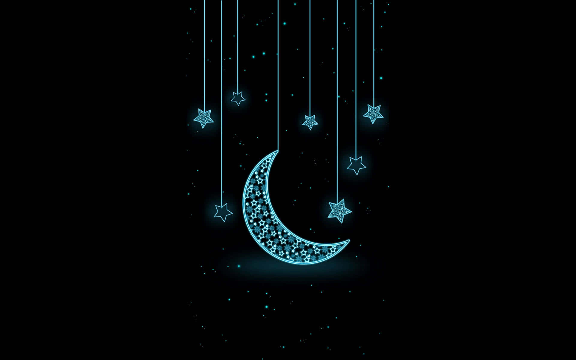 Pretty Black Stars And Moon Background